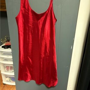 Elegant Red Satin Slip Dress
